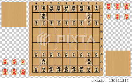 Shogi board with promoted pieces 130511312