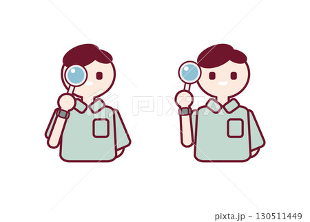 虫眼鏡を持つ男性のイラスト 虫眼鏡を持つ男性のイラスト 130511449