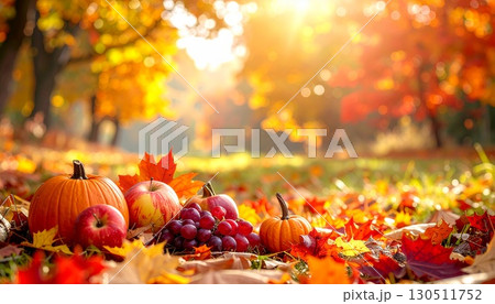 ブランケットと猫が彩る神秘的な秋の夜の屋外シーン ブランケットと猫が彩る神秘的な秋の夜の屋外シーン 130511752