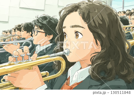 美優シリーズ：美優 高校生 吹奏楽部 合奏中 真剣な表情 130511848