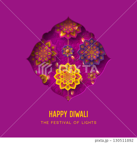 Diwali festival holiday design with rangoli. 130511892