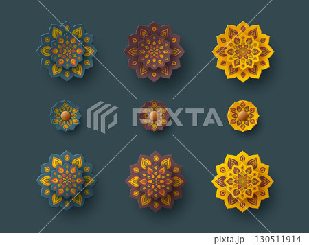 Paper cut style of Indian Rangoli for Diwali 130511914