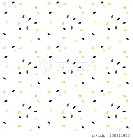黒ゴマ・白ゴマのシームレスパターン　手描き水彩イラスト背景素材 130511990