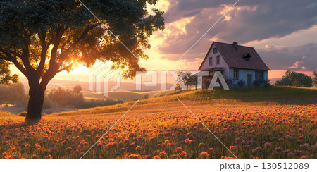 Sunset House Rural Landscape Photography 130512089