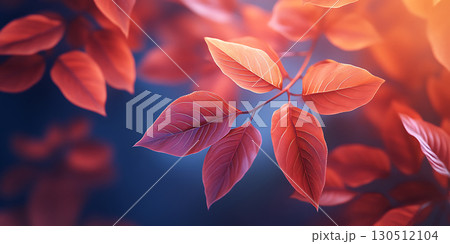 DewKissed Autumn Leaves Vibrant Red Foliage Background 130512104