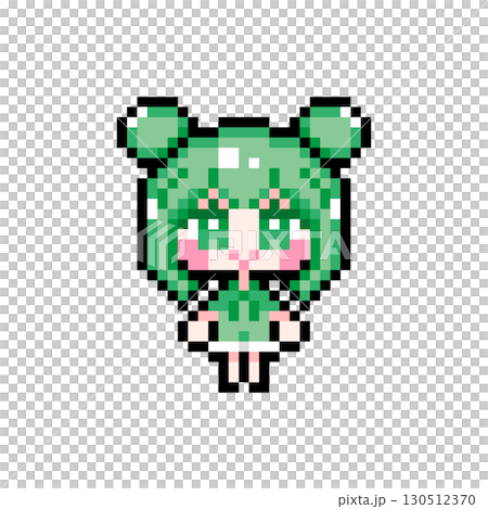 ドット絵キャラクター 起立するツインお団子ヘアの女の子 (5) 130512370