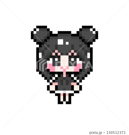 ドット絵キャラクター 起立するツインお団子ヘアの女の子 (6) 130512371