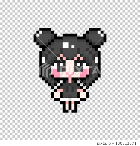 Pixel Art Character Standing Twin Bun Hair Girl (6) 130512371