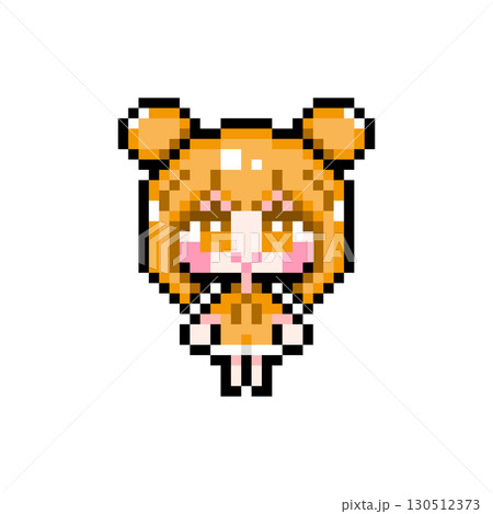 ドット絵キャラクター 起立するツインお団子ヘアの女の子 (8) ドット絵キャラクター 起立するツインお団子ヘアの女の子 (8) 130512373