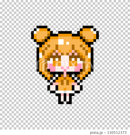 ドット絵キャラクター 起立するツインお団子ヘアの女の子 (8) ドット絵キャラクター 起立するツインお団子ヘアの女の子 (8) 130512373