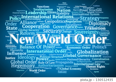 New World Order Word Cloud. Key Terms On Global Governance, Power Structures, Security, Ideology, And International Relations In A Changing World System. 130512435