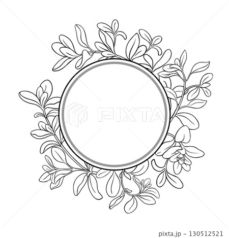 Marjoram Branch Outline Round Frame. 130512521