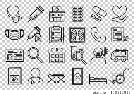 用於內科和醫療保健的簡單圖標集 130512912
