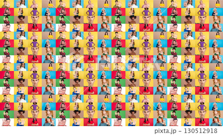 Infinite mosaic of multiethnic people gesturing stop with hand Infinite mosaic of multiethnic people gesturing stop with hand 130512918