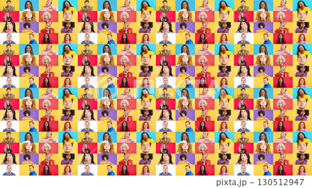 Infinite mosaic of multiethnic people blowing a kiss 130512947