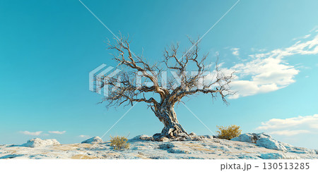 Stunning Lone Tree Landscape Vibrant Sky Winter Scene Nature Photography 130513285