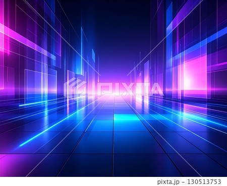 ディープブルーとパープルの水彩グラデーション未来的テクノロジー抽象背景デザイン ディープブルーとパープルの水彩グラデーション未来的テクノロジー抽象背景デザイン 130513753