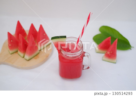 Healthy Watermelon Smoothie in Glass Jar 130514293