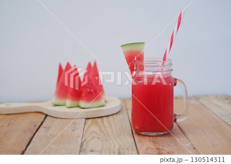 Healthy Watermelon Smoothie in Glass Jar 130514311