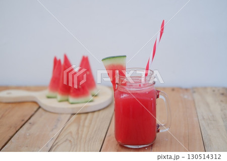 Healthy Watermelon Smoothie in Glass Jar 130514312