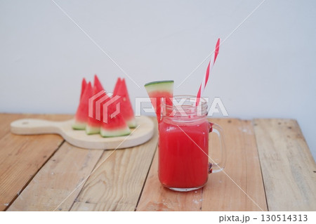 Healthy Watermelon Smoothie in Glass Jar 130514313