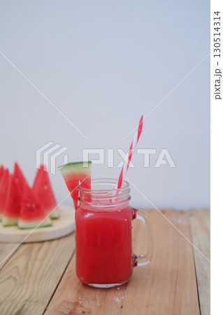 Healthy Watermelon Smoothie in Glass Jar 130514314