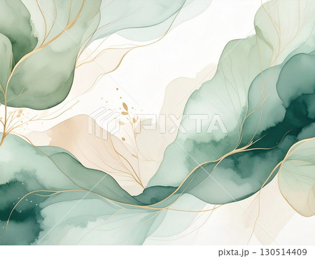 癒やしを感じるセージグリーンとベージュの水彩風抽象的バックグラウンド 癒やしを感じるセージグリーンとベージュの水彩風抽象的バックグラウンド 130514409