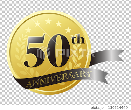 50th anniversary icon. Black ribbon and medal. 130514449