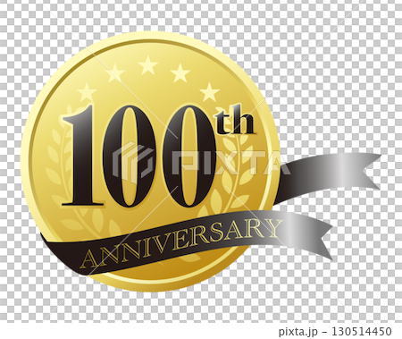 Centenary icon. Black ribbon and medal. 130514450