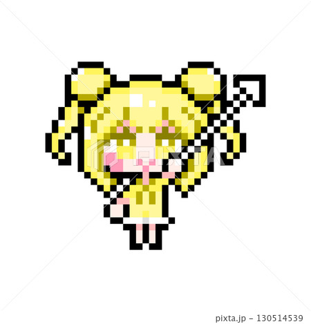 ドット絵キャラクター カーソルを持つお団子ツインテールの女の子 (3) 130514539