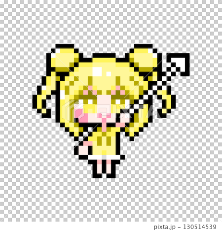 ドット絵キャラクター カーソルを持つお団子ツインテールの女の子 (3) 130514539