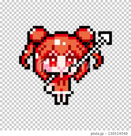 Pixel Art Character Girl with Bun and Twin Tail Holding a Cursor (4) 130514540
