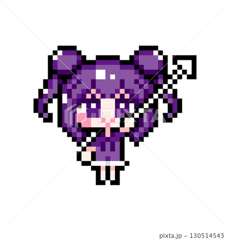 ドット絵キャラクター カーソルを持つお団子ツインテールの女の子 (7) 130514543