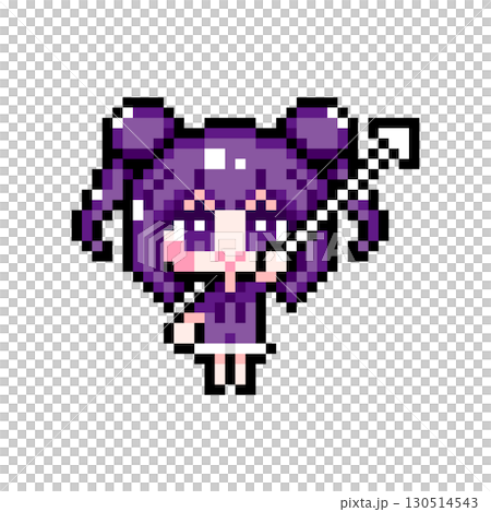 ドット絵キャラクター カーソルを持つお団子ツインテールの女の子 (7) 130514543