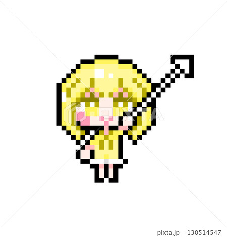ドット絵キャラクター カーソルを持つショートヘアの女の子 (3 130514547