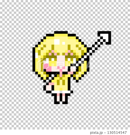 ドット絵キャラクター カーソルを持つショートヘアの女の子 (3 130514547