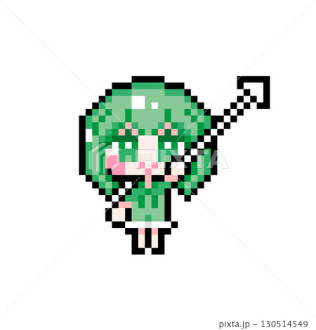 ドット絵キャラクター カーソルを持つショートヘアの女の子 (5). 130514549