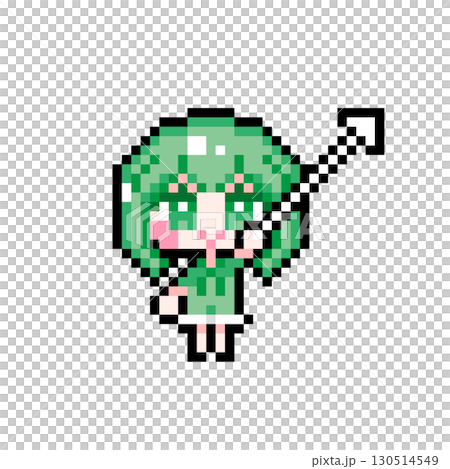 ドット絵キャラクター カーソルを持つショートヘアの女の子 (5). 130514549