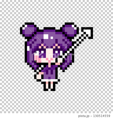 Pixel Art Character Twin Bun Hair Girl with Cursor (7) 130514559
