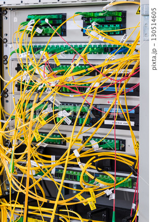 fiber optic cables connected to server fiber optic cables connected to server 130514605