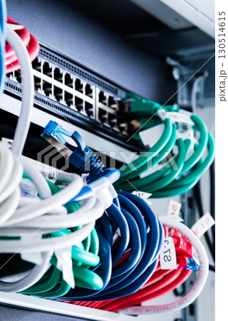 network cables connected into server inside data center network cables connected into server inside data center 130514615
