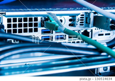 ethernet cables connected to server switch ethernet cables connected to server switch 130514634