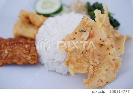Homemade Indonesian Meal with Tempeh and Tofu Homemade Indonesian Meal with Tempeh and Tofu 130514777