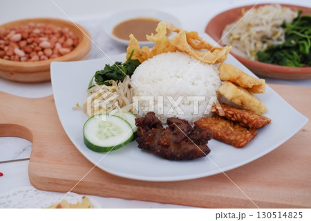 Homemade Indonesian Meal with Tempeh and Tofu 130514825