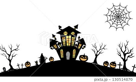 不気味なハロウィンの背景イラスト 130514870