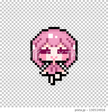 像素藝術人物：坐著拍打雙腿的短髮女孩（1） 130514916