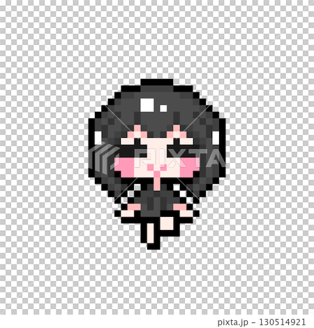 Pixel art character: A short-haired girl sitting and flapping her legs (6) 130514921