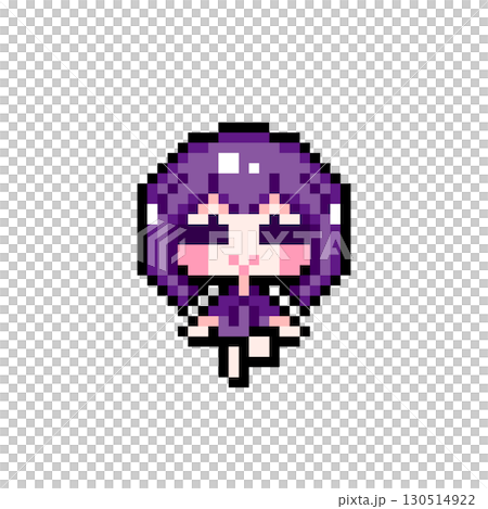 像素藝術人物：坐著拍打雙腿的短髮女孩（7） 130514922