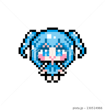ドット絵キャラクター お座りするミニツインテールの女の子 (2) 130514966