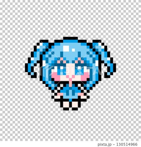 Pixel art character: Sitting girl with mini pigtails (2) 130514966